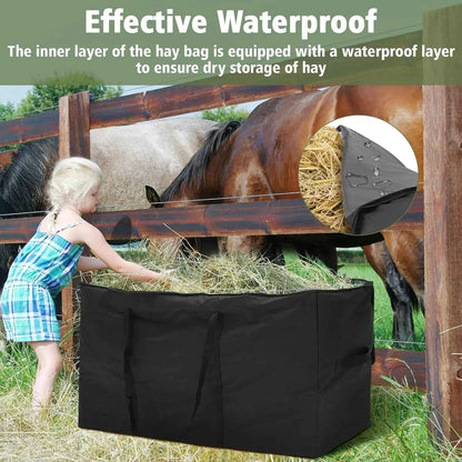 1 Pcs Hay Bale Waterproof Capacity Bag for Horse Cattle Goats Sheep Hay Bag with Waterproof Layer