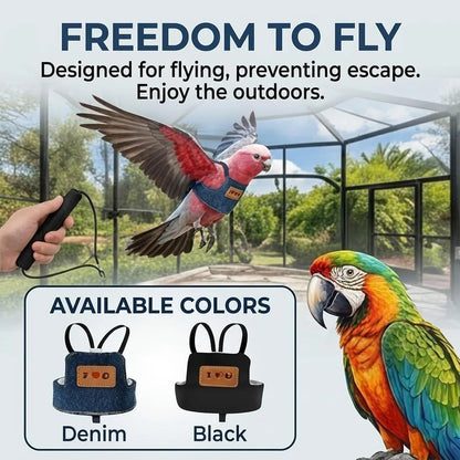 2PCS Parrot Walking Harness – Adjustable Outdoor Flight Leash with Decorative Wings