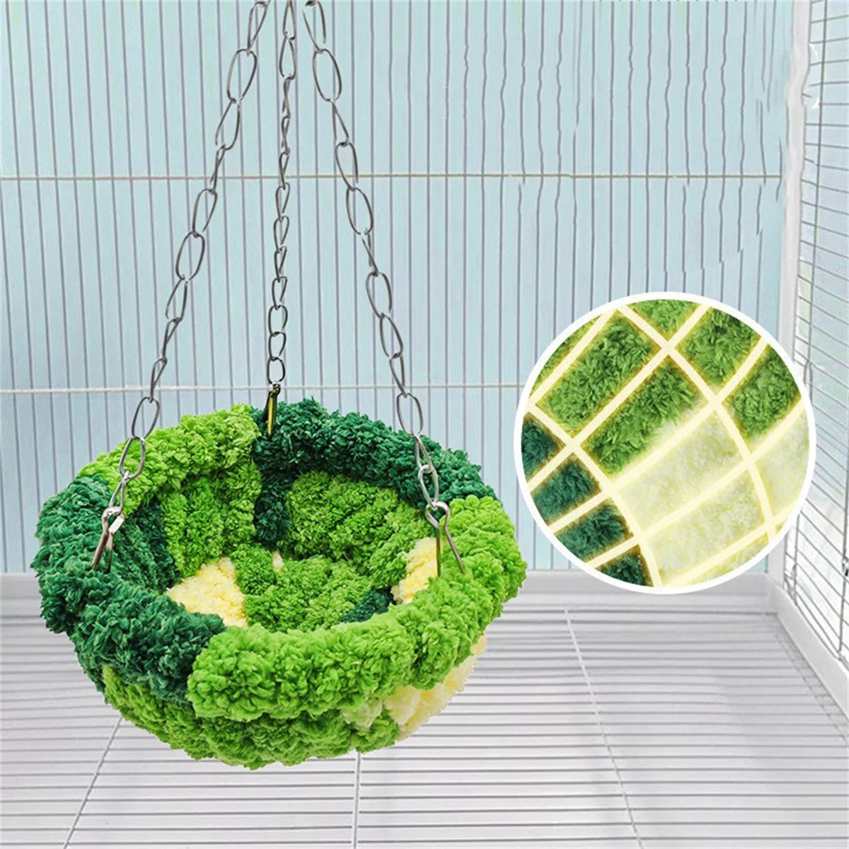 1 Parrot Nest Bird Nest Sleeping Nest Forest-Style Hammock Bird Cage Hanging Nest Plush Nest Small Bird Supplies Swing Warm Bird