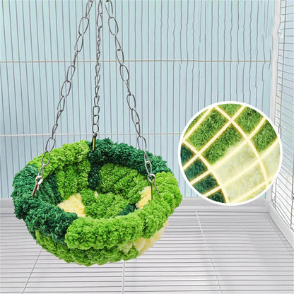 1 Parrot Nest Bird Nest Sleeping Nest Forest-Style Hammock Bird Cage Hanging Nest Plush Nest Small Bird Supplies Swing Warm Bird