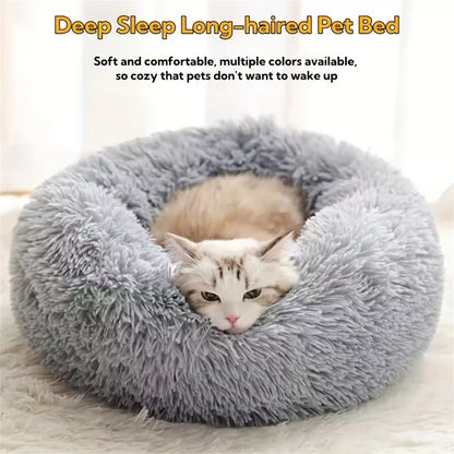 Soft Round Pet Bed – Warm Plush Donut Bed for Small & Medium Pets