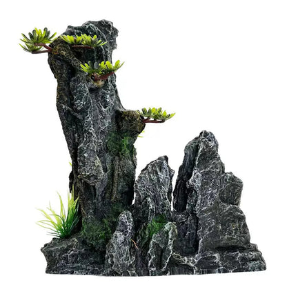 Fish Tank Rockery Ornament – Resin Mountain & Tree Aquascape Decor