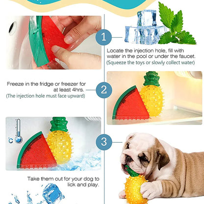 Frozen Pet Chew Toy – Durable Watermelon, Pineapple & Lemon Cooling Toy