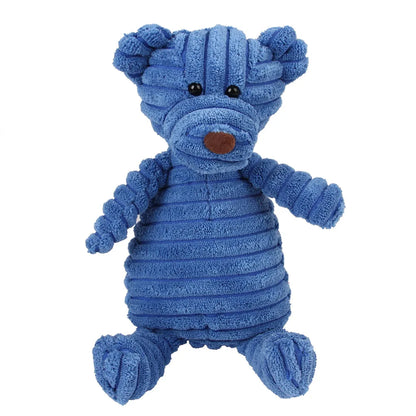 Plush Monkey & Pig Dog Toy – Corduroy Squeaky Chew Toy for Large Dogs