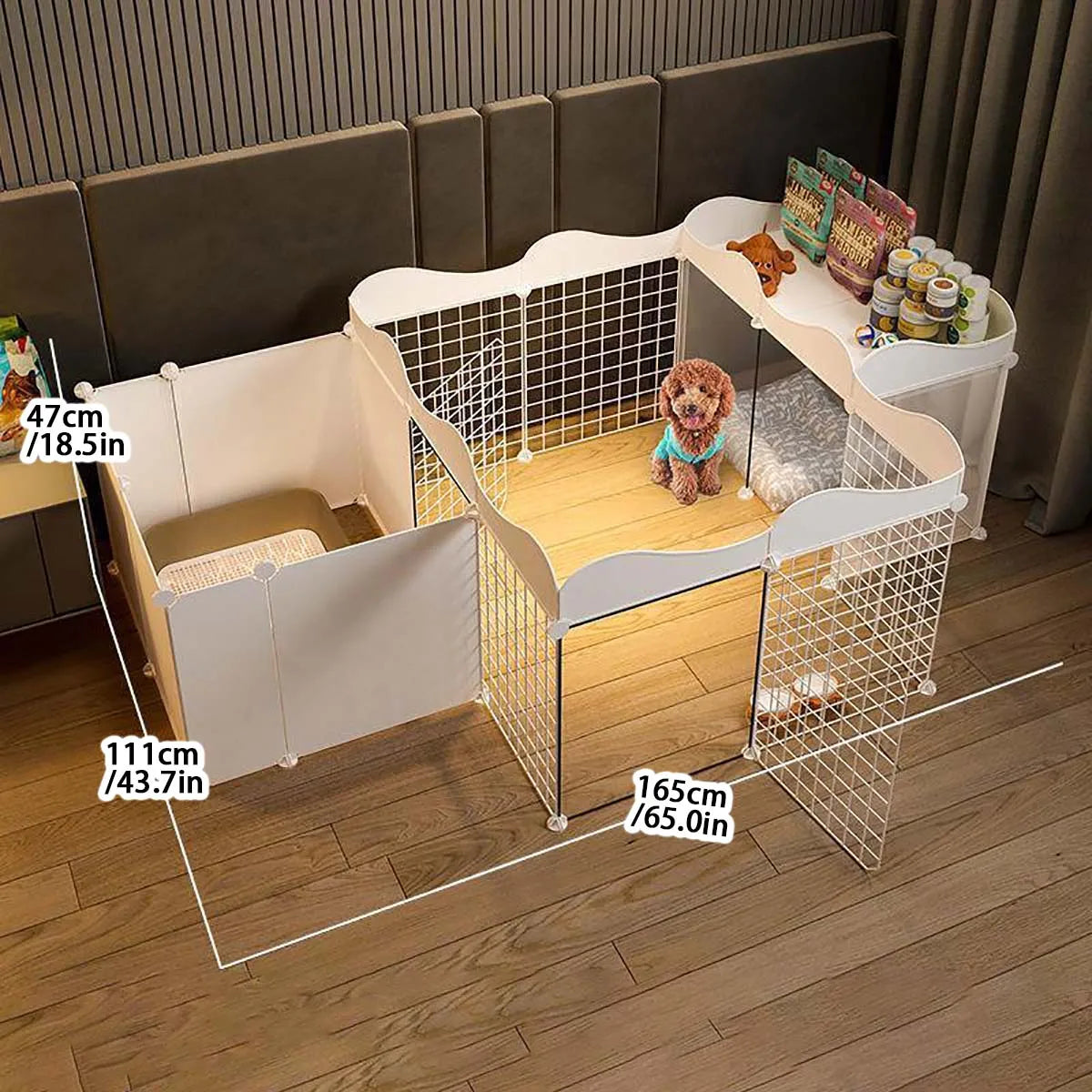 Pet Dog Enclosure – Small Dog Kennel with Isolation Gate & Toilet Area