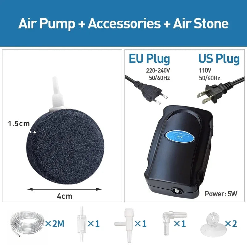 Fish Tank Bubble Pump – Silent 5W Aquarium Air Pump for Oxygenation