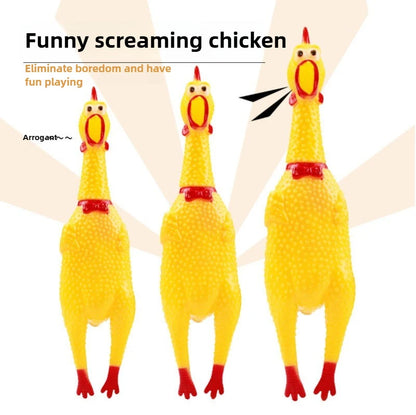 Rubber Screaming Chicken Dog Toy – Durable Squeaky Toy for Small & Large Dogs