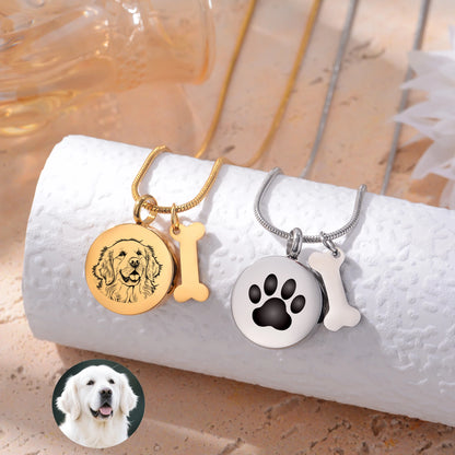 Stainless Steel Ashes Necklace – Custom Paw Print Cremation Keepsake Jewelry