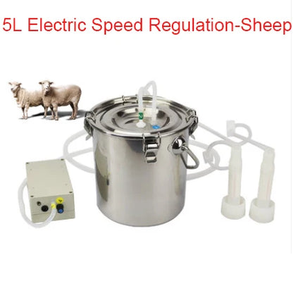 3L/5L Milking Machine Milker Automatic Electric & Pulsating for Farm Cows Goats Sheep Vacuum Pump Stainless Steel Milker Bucket