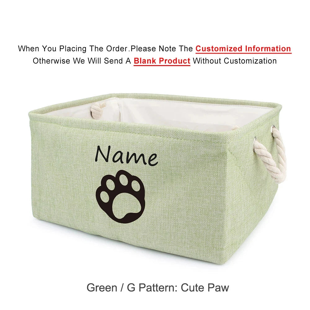 Custom Pet Storage Box – Dog Paw Basket for Toys, Clothes & Accessories