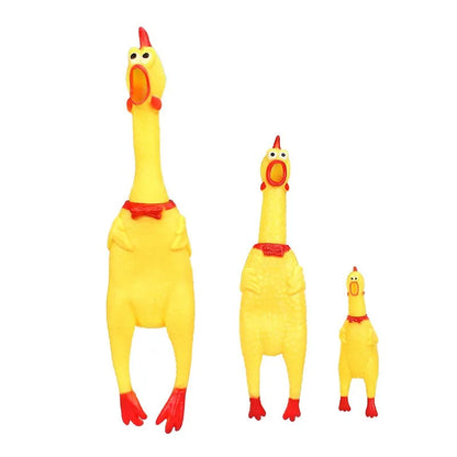 Rubber Screaming Chicken Dog Toy – Durable Squeaky Toy for Small & Large Dogs