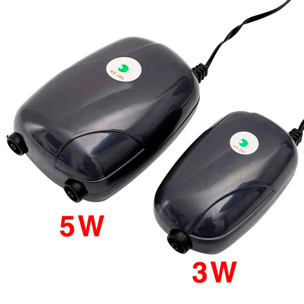 Quiet Fish Tank Air Pump – 3W/5W Aquarium Compressor with Dual Outlet