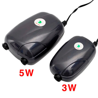 Quiet Fish Tank Air Pump – 3W/5W Aquarium Compressor with Dual Outlet