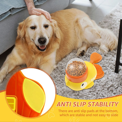 Duck-Shaped Dog Slow Feeder – Interactive Treat Dispensing Toy with Adjustable Food Outlets