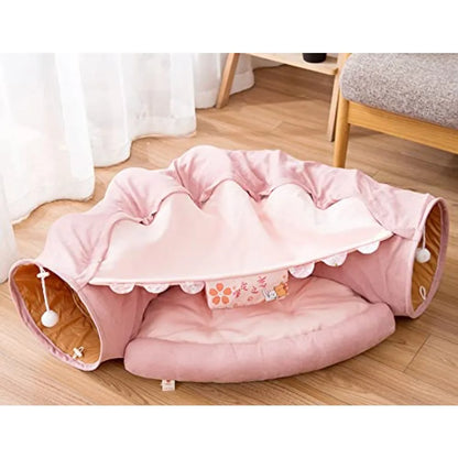 Foldable Cat Tunnel Bed – Interactive Crinkle Play Tube for Large Cats & Kittens
