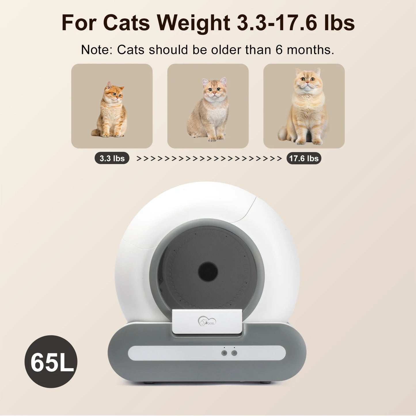65L Automatic Cat Litter Box – Self-Cleaning Smart Pet Toilet with WiFi Control