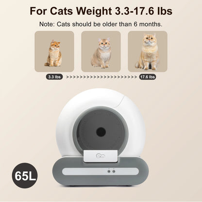 65L Automatic Cat Litter Box – Self-Cleaning Smart Pet Toilet with WiFi Control