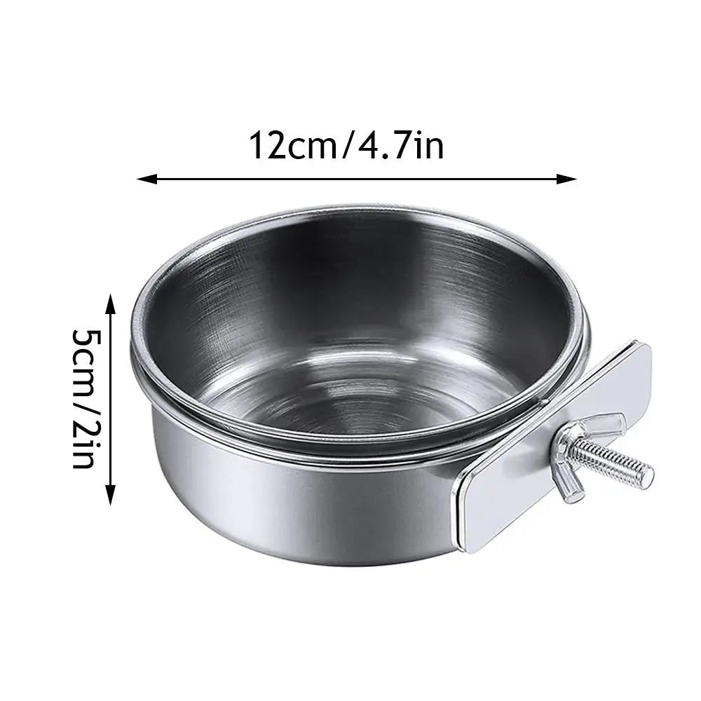 Stainless Steel Bird Bowls Parrot Feeding Bowl Cage Cup Hanging Bowl Clamp-on Water Drinker Pet Food Dish Parrot