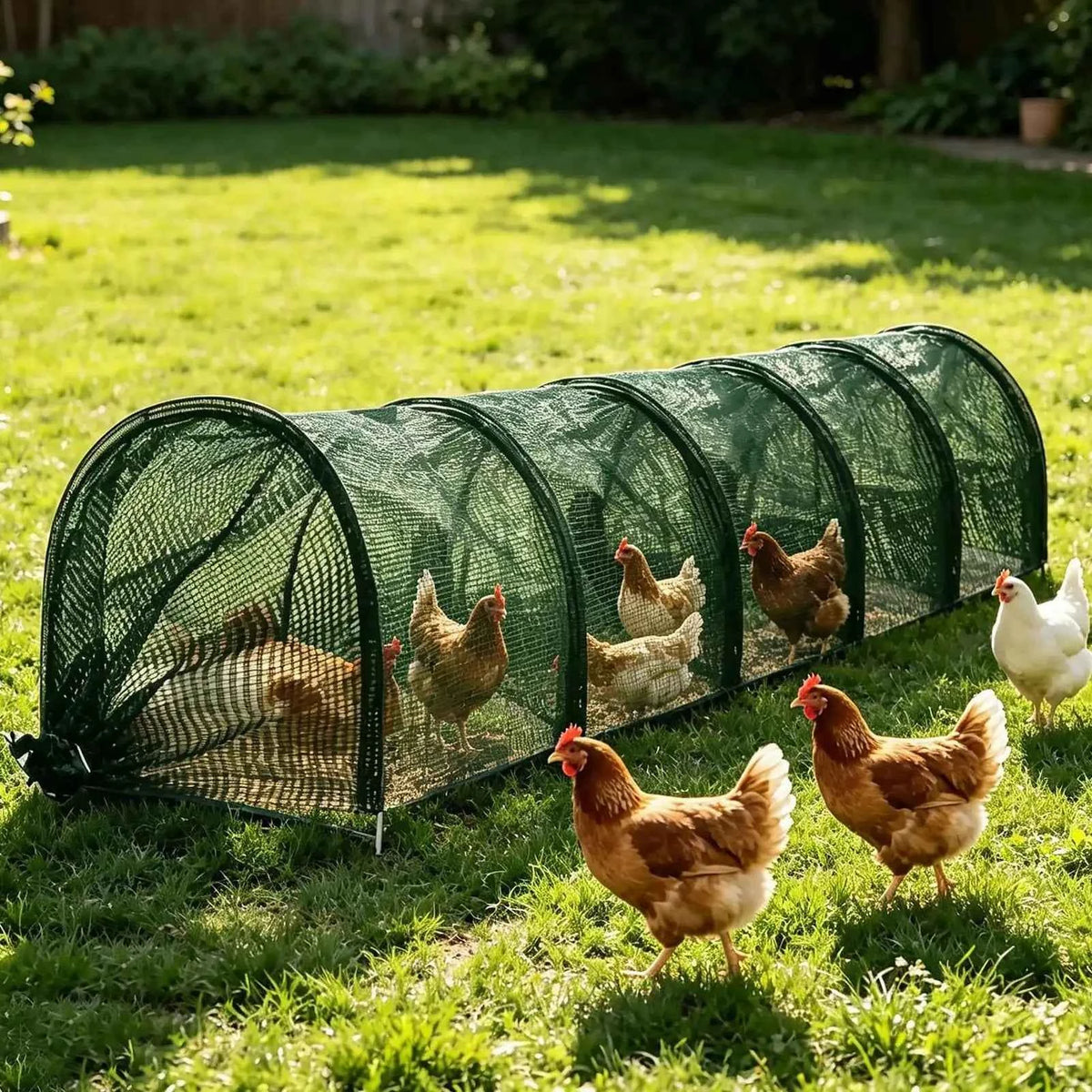 Foldable Chicken Tunnel Outdoor Metal Poultry Run Quick Install Flexible Yard Duck Goose Rabbit Quail Small Pet Enclosure
