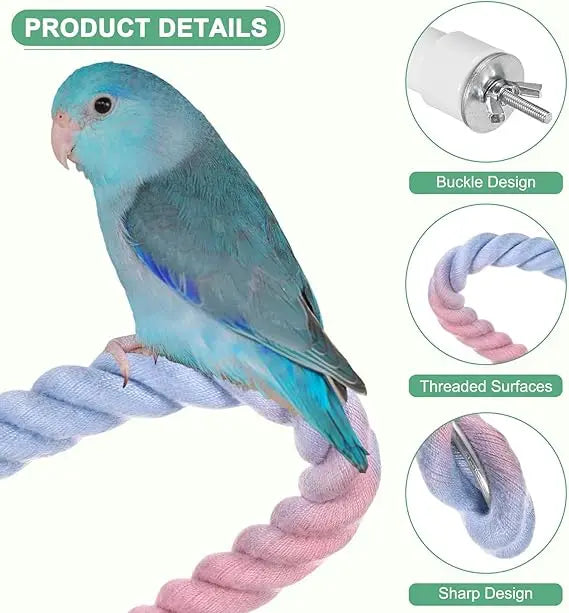 Bendable Bird Perch Rope – Cage Climbing Accessory for Cockatiels & Parakeets