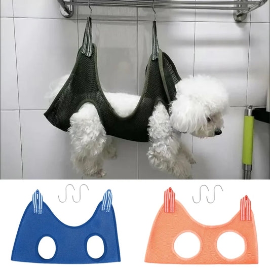 Pet Grooming Restraint Hammock – Hanging Mesh Bag for Nail Trimming & Cleaning