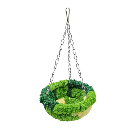 1 Parrot Nest Bird Nest Sleeping Nest Forest-Style Hammock Bird Cage Hanging Nest Plush Nest Small Bird Supplies Swing Warm Bird