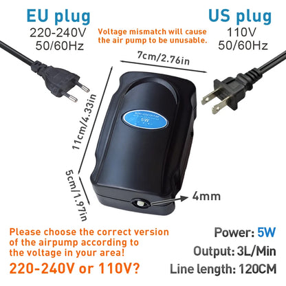 Fish Tank Bubble Pump – Silent 5W Aquarium Air Pump for Oxygenation
