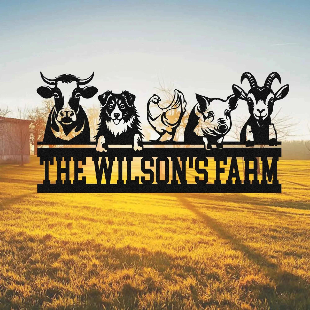 Custom Farmhouse Metal Name Sign Personalized Ranch House Sign Farm Sign Metal Barn Sign Ranch Decor Farm Gate Sign Animal Sign