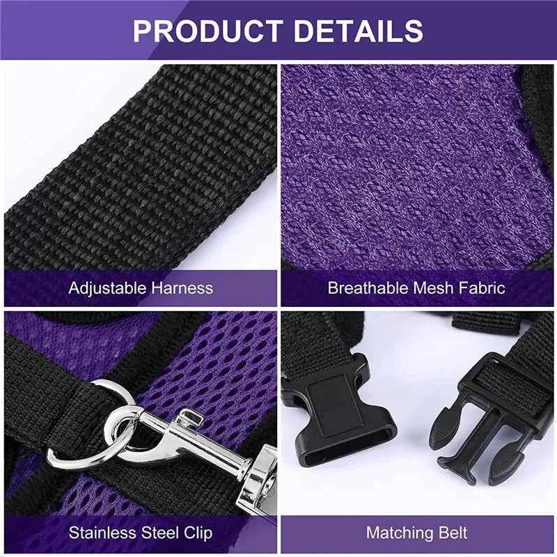 1pc Fashion Chicken Duck Vest Hen Belt Pet Harness Matching Collars Bow Comfortable Leads Breathable Poultry Supplies