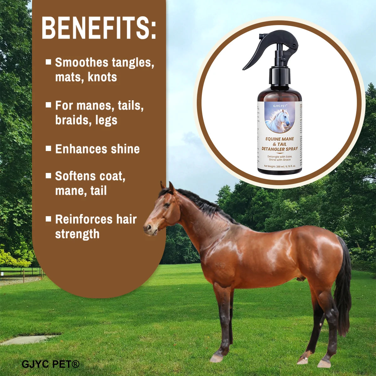 Conditioning Horse Grooming Spray – 200ml Mane & Tail Detangler with Shine Formula