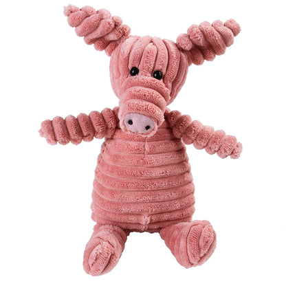 Plush Monkey & Pig Dog Toy – Corduroy Squeaky Chew Toy for Large Dogs
