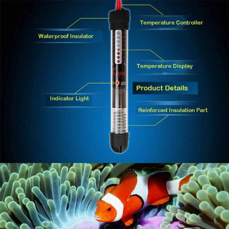 Fish Tank Water Heater – 25W–300W Adjustable Submersible Heating Rod (EU Plug)