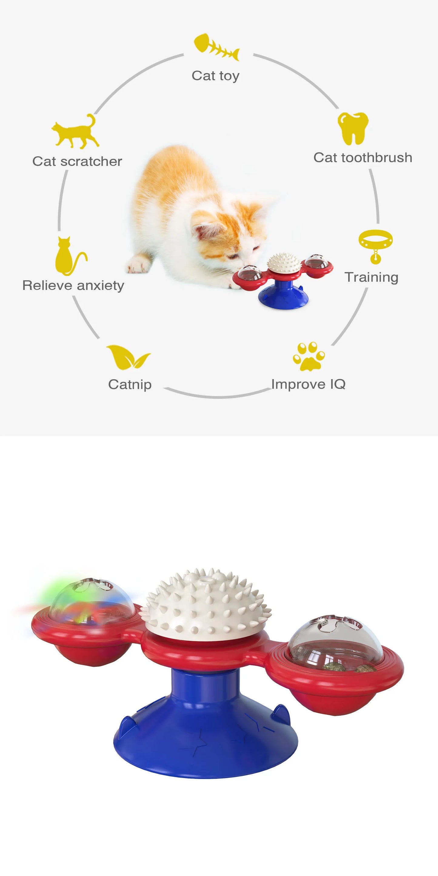 Spinning Windmill Cat Toy – Fun Interactive Puzzle Toy for Indoor Cats