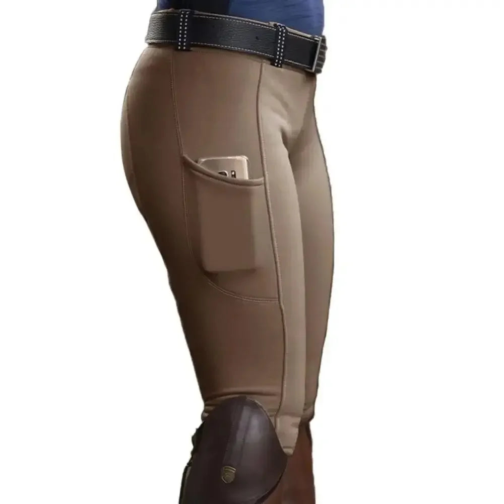 Anti-pilling Equestrian Pants Hip Lift Elastic Horse Racing Trousers Skinny with Phone Pocket Sports Leggings Horses Accessories