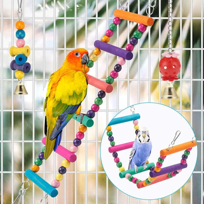 Wooden Bird Toys & Perches – 11PCS Cage Accessory Set for Conures & Cockatiels