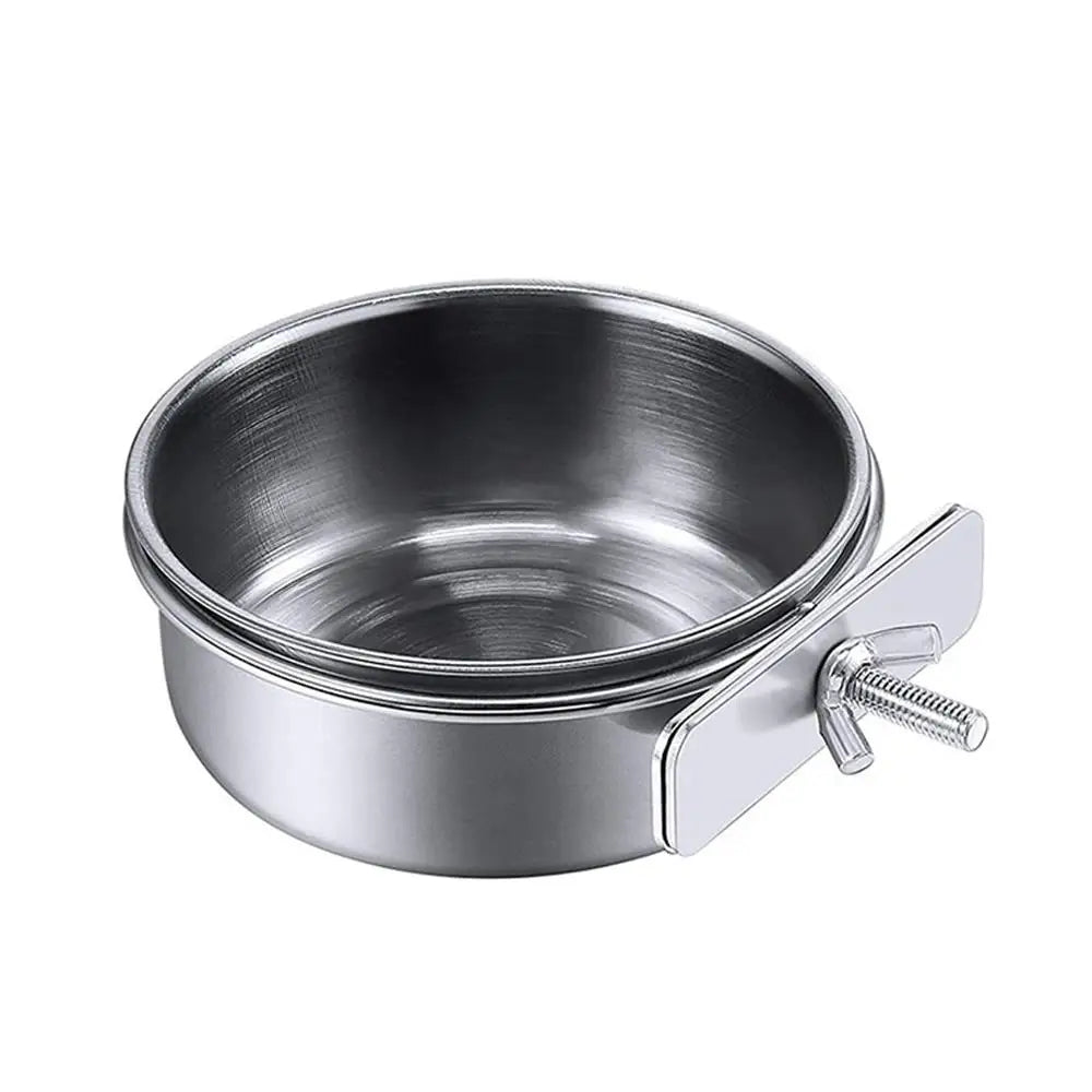 Stainless Steel Bird Bowls Parrot Feeding Bowl Cage Cup Hanging Bowl Clamp-on Water Drinker Pet Food Dish Parrot