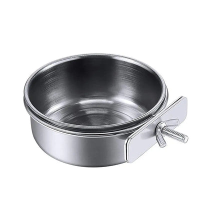 Stainless Steel Bird Bowls Parrot Feeding Bowl Cage Cup Hanging Bowl Clamp-on Water Drinker Pet Food Dish Parrot