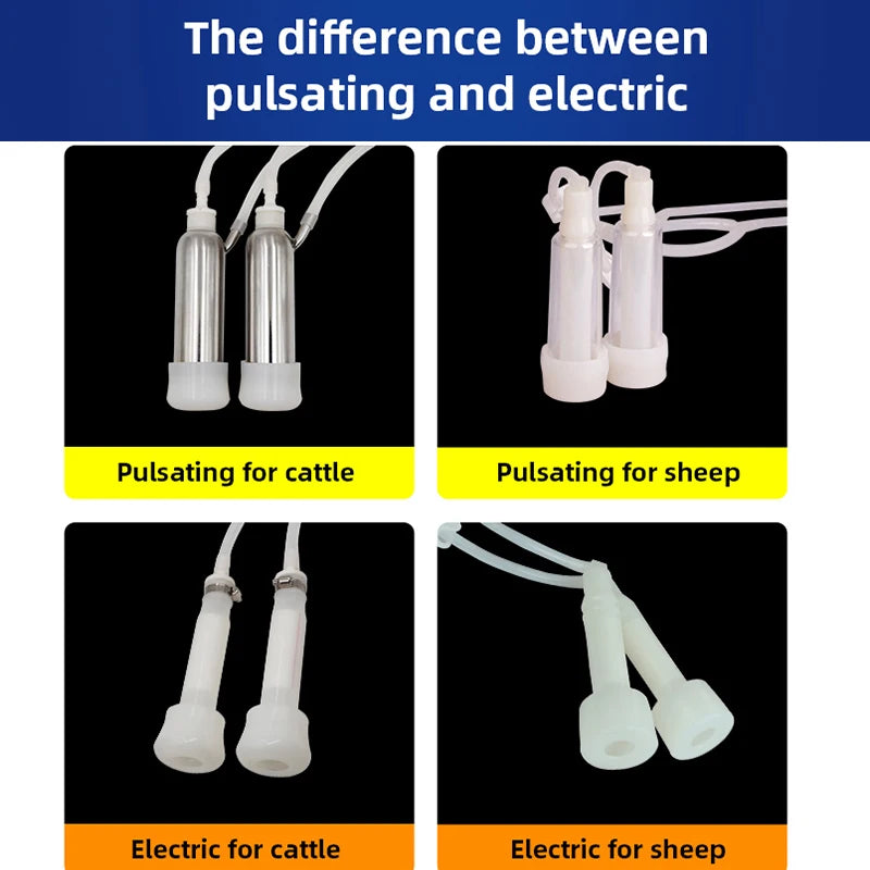 3L/5L Milking Machine Milker Automatic Electric & Pulsating for Farm Cows Goats Sheep Vacuum Pump Stainless Steel Milker Bucket