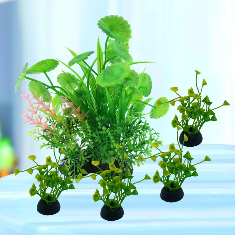 Fish Tank Plastic Plants – Simulation Aquarium Grass Ornaments (5PCS)