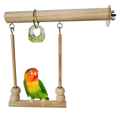 Bird Training Toy Set – 1/8PCS Wooden Swing & Chew Toys for Parrots