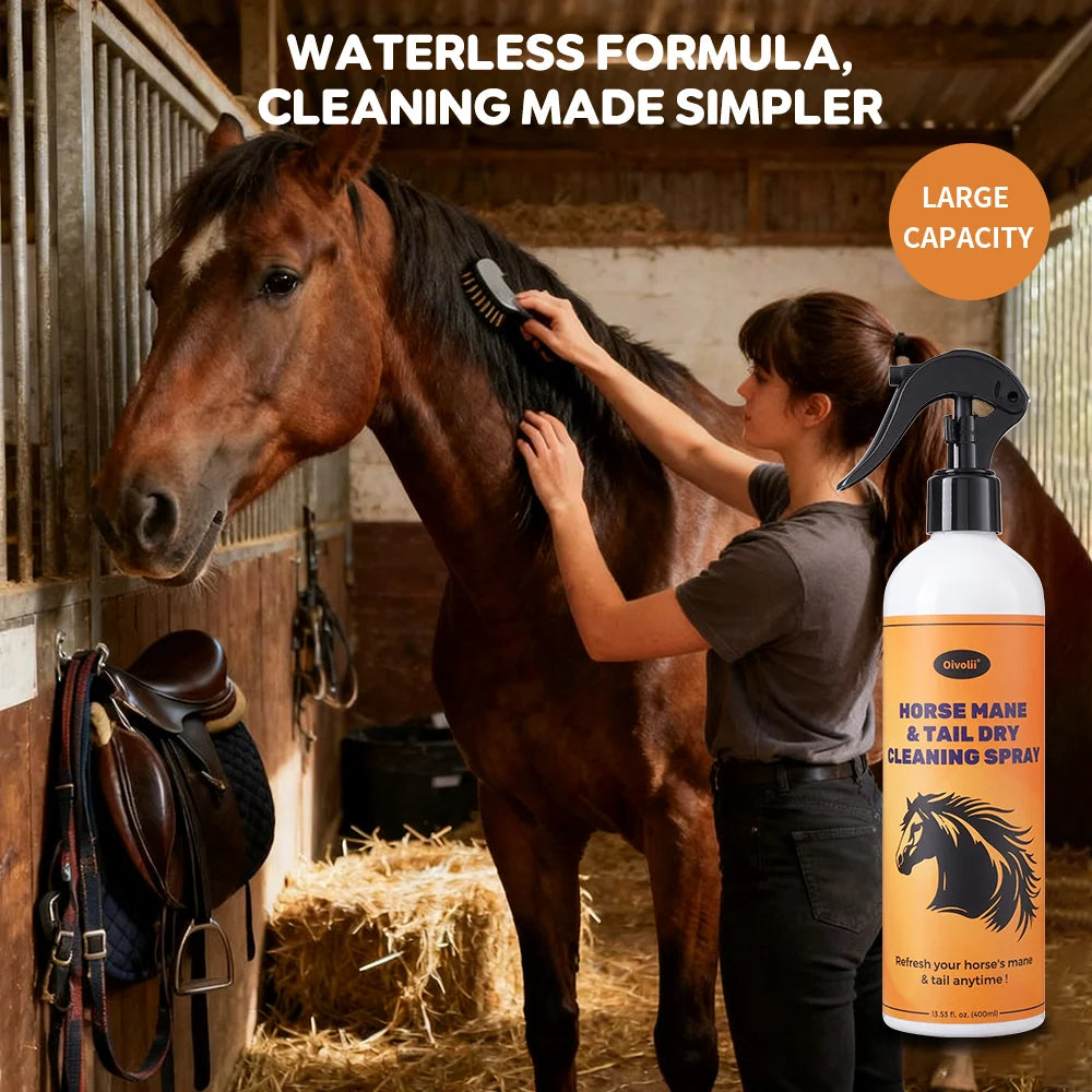 Horse Mane Tail Spray Waterless Shampoo No Rinse Cleaning Detangling Smooth Shiny Horse Coat Grooming Spray for Daily Care