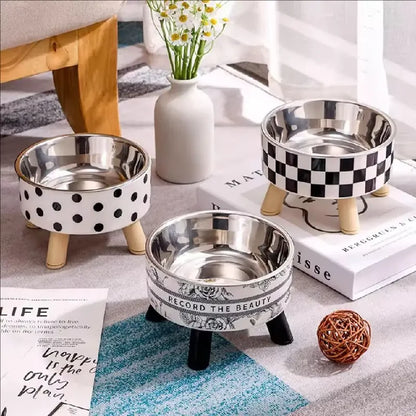 Stainless Steel Elevated Dog Bowls – Raised Food and Water Feeder for Pets