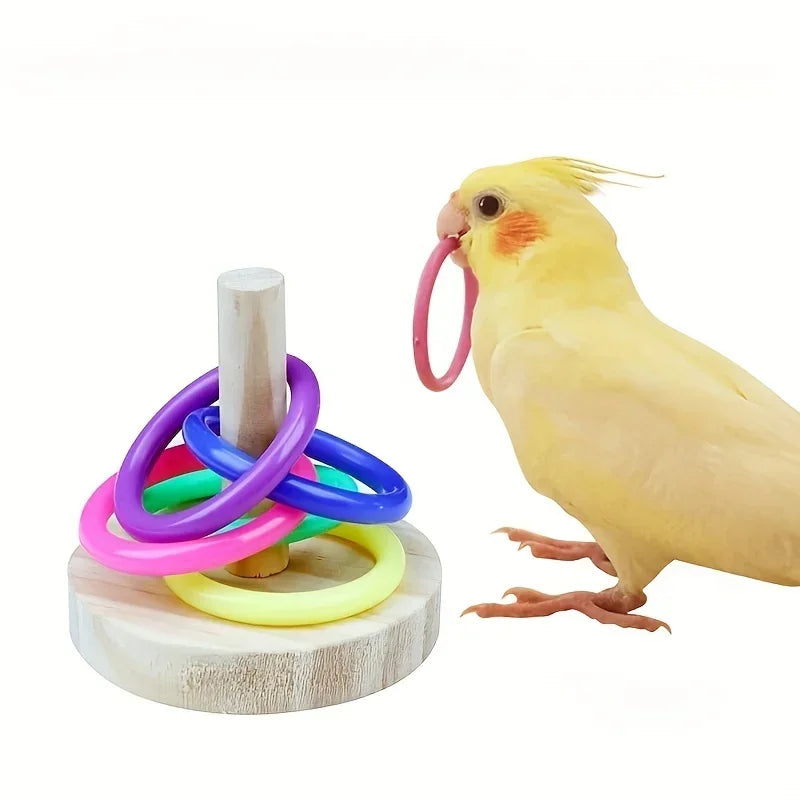 Fun Wooden Parrot Toy – Interactive Exercise Ring for Parakeets & Birds