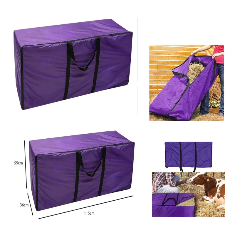 Zippered Waterproof Hay Bale Storage Bag, Large Hay Bale Tote, Foldable and Portable Hay Bale Bag for Horses and Livestock