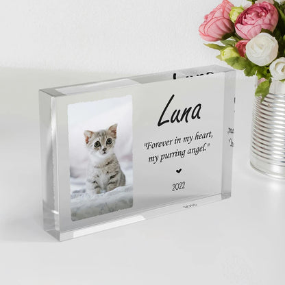 Personalized Cat Memorial Acrylic Block Pet Loss Gift with Photo Custom Pet Tribute Keepsake Cat Remembrance Gift for Owner