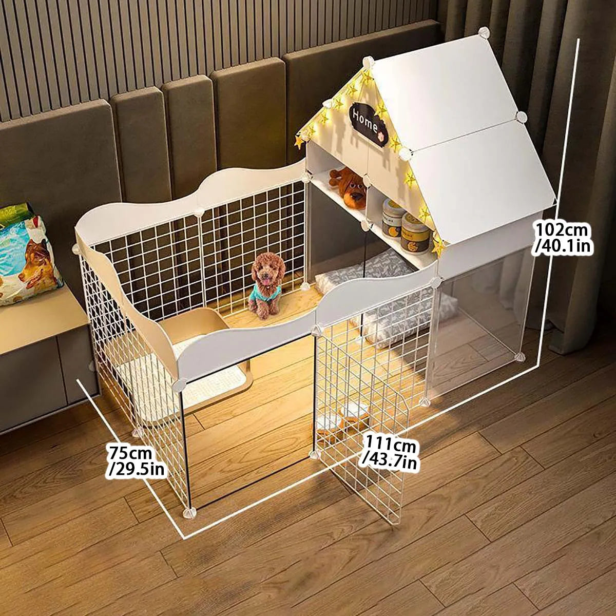 Pet Dog Enclosure – Small Dog Kennel with Isolation Gate & Toilet Area