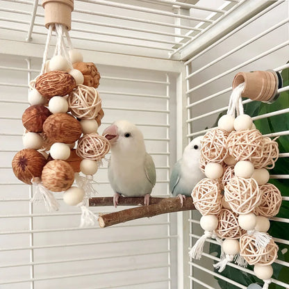 Funny Bird Chewing Toy Cotton Rope Pinecone Parrot Toy Bite Resistant Birds Tearing Toy Cockatiels Training Cage Toys Accessries