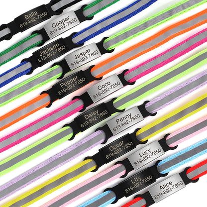 Custom Pet ID Collar for Cats – Reflective Collar with Bell & Engraved Tag