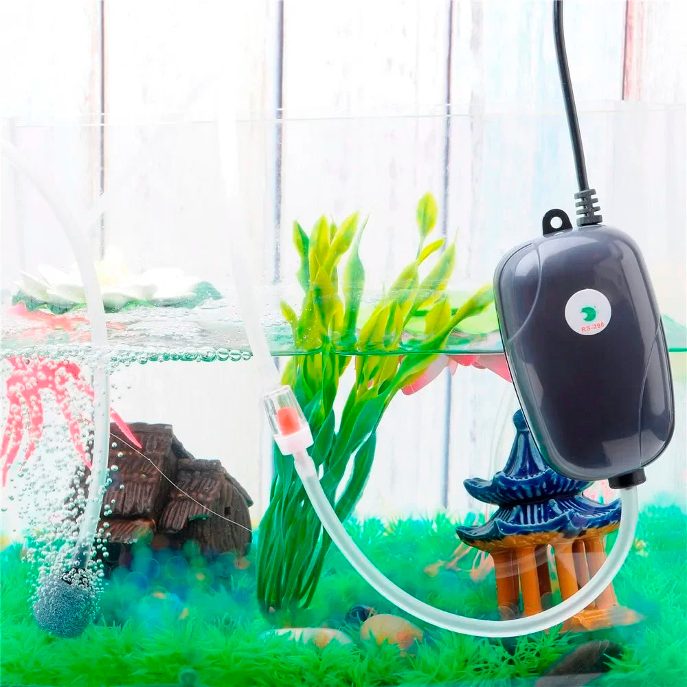 Quiet Fish Tank Air Pump – 3W/5W Aquarium Compressor with Dual Outlet