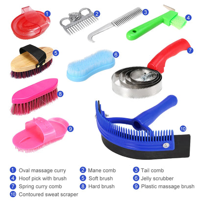 Horse Grooming Supplies Set – All-in-One Mane, Tail, Coat & Hoof Care Tools